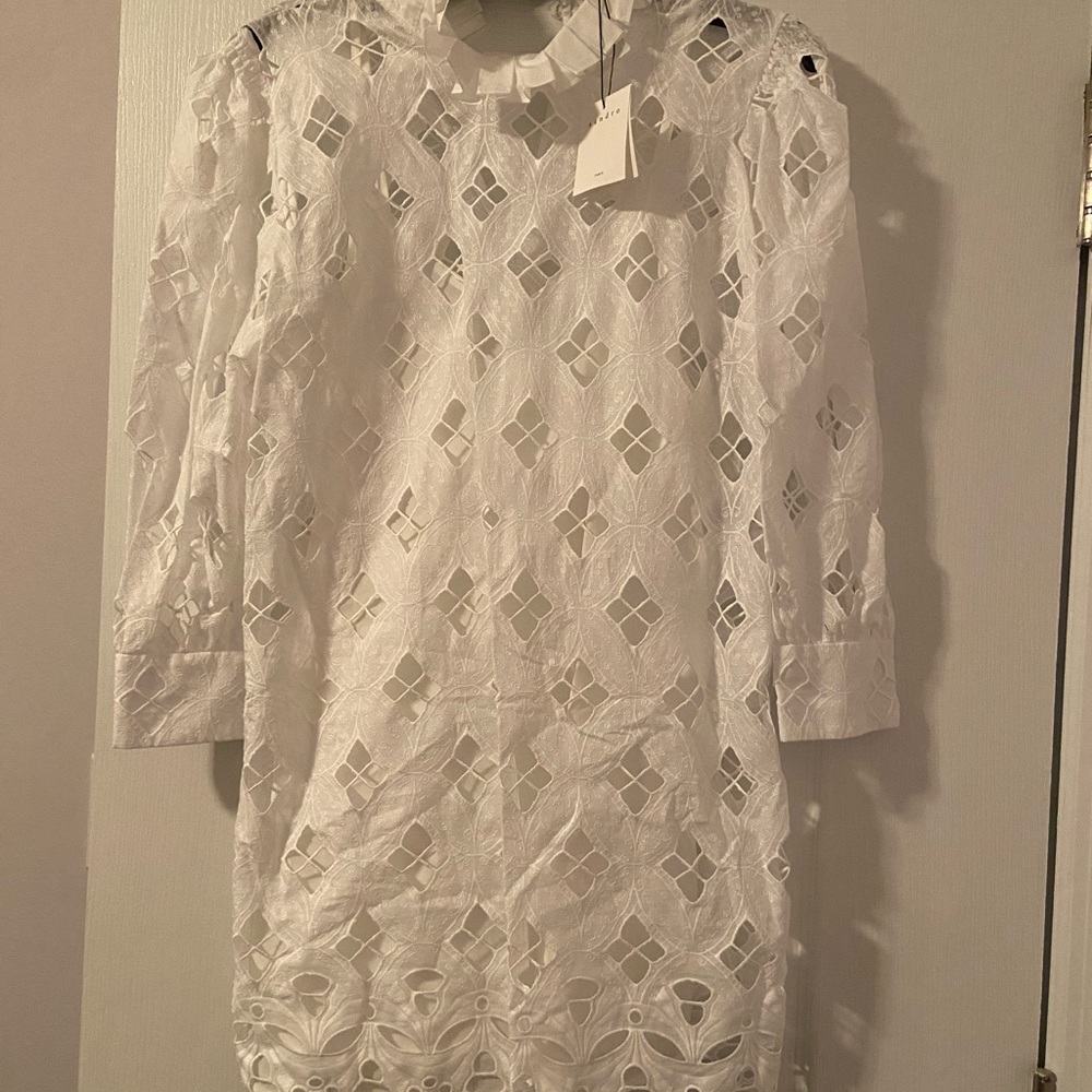 White lace linen dress